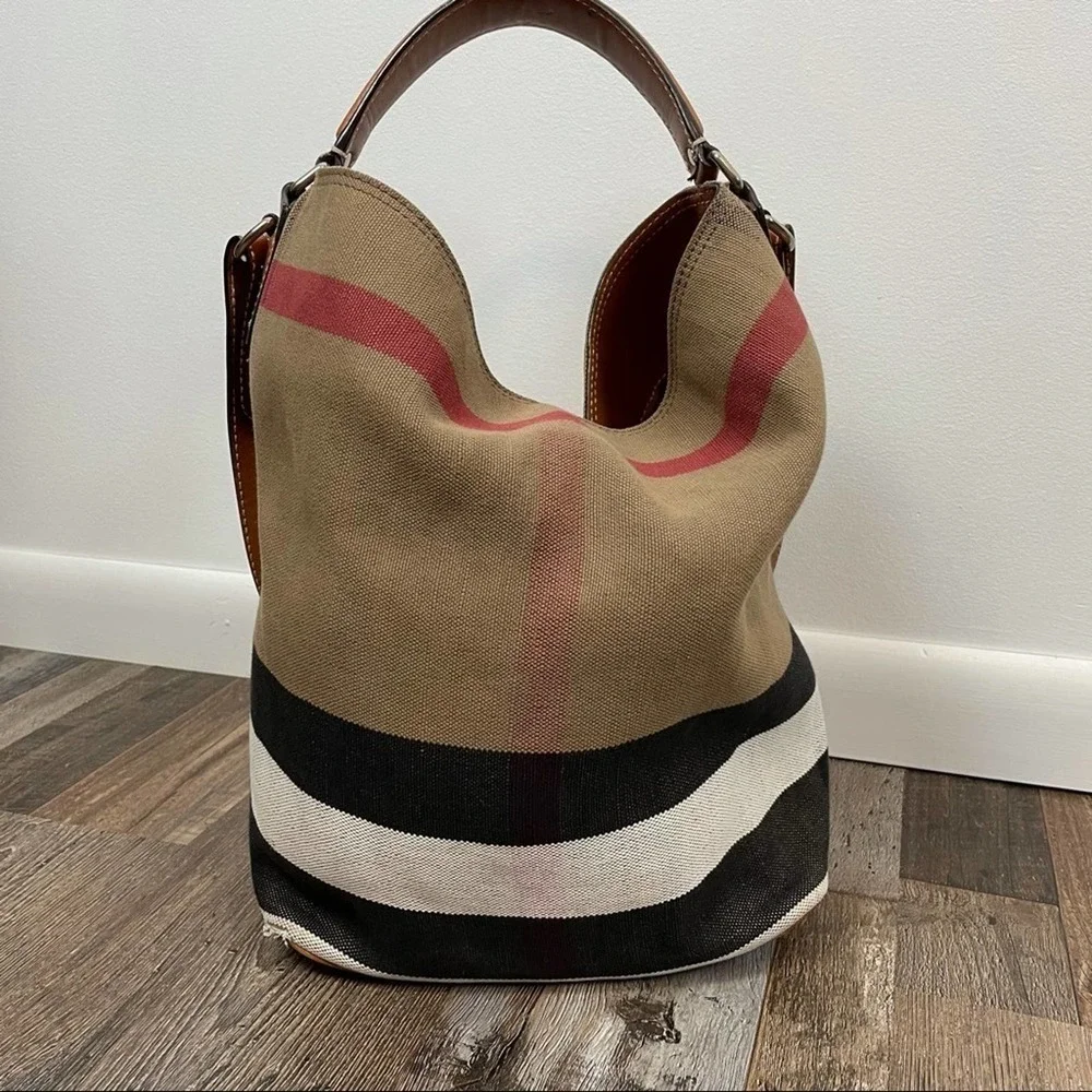 BURBERRY CANVAS MEGA CHECK MEDIUM ASHBY HOBO